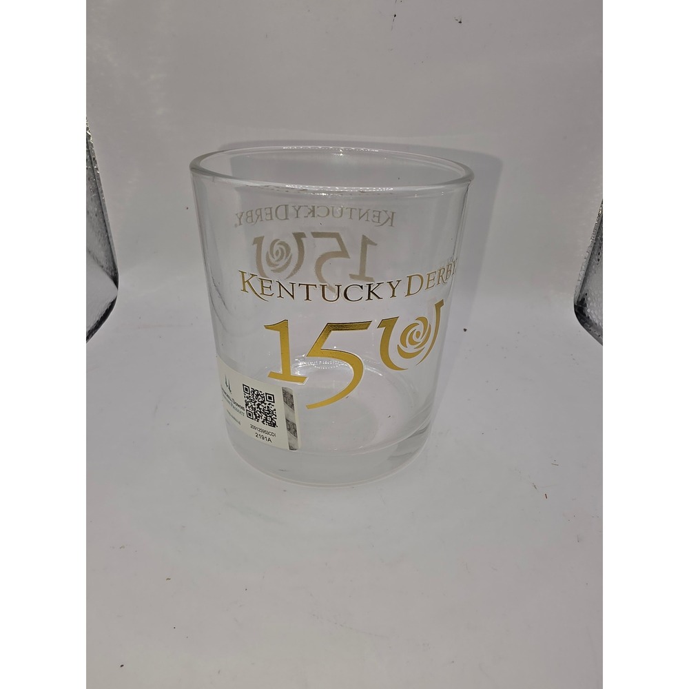 Kentucky Derby 150th Anniversary Rocks Glass Gold Logo Commemorative Barware